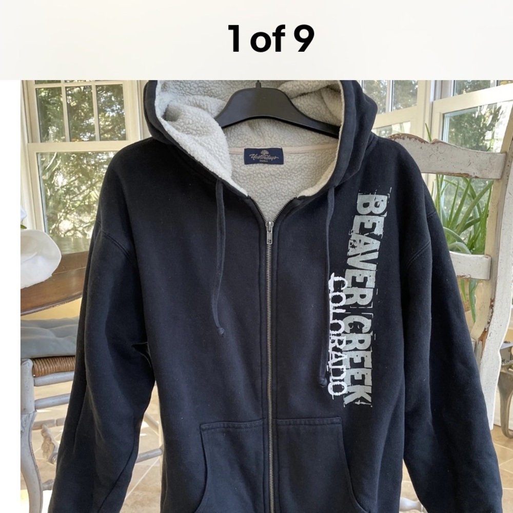 Yesterdays Beaver Creek Colorado Zip Sherpa Fleece Black Hoodie Sweatshirt Men S